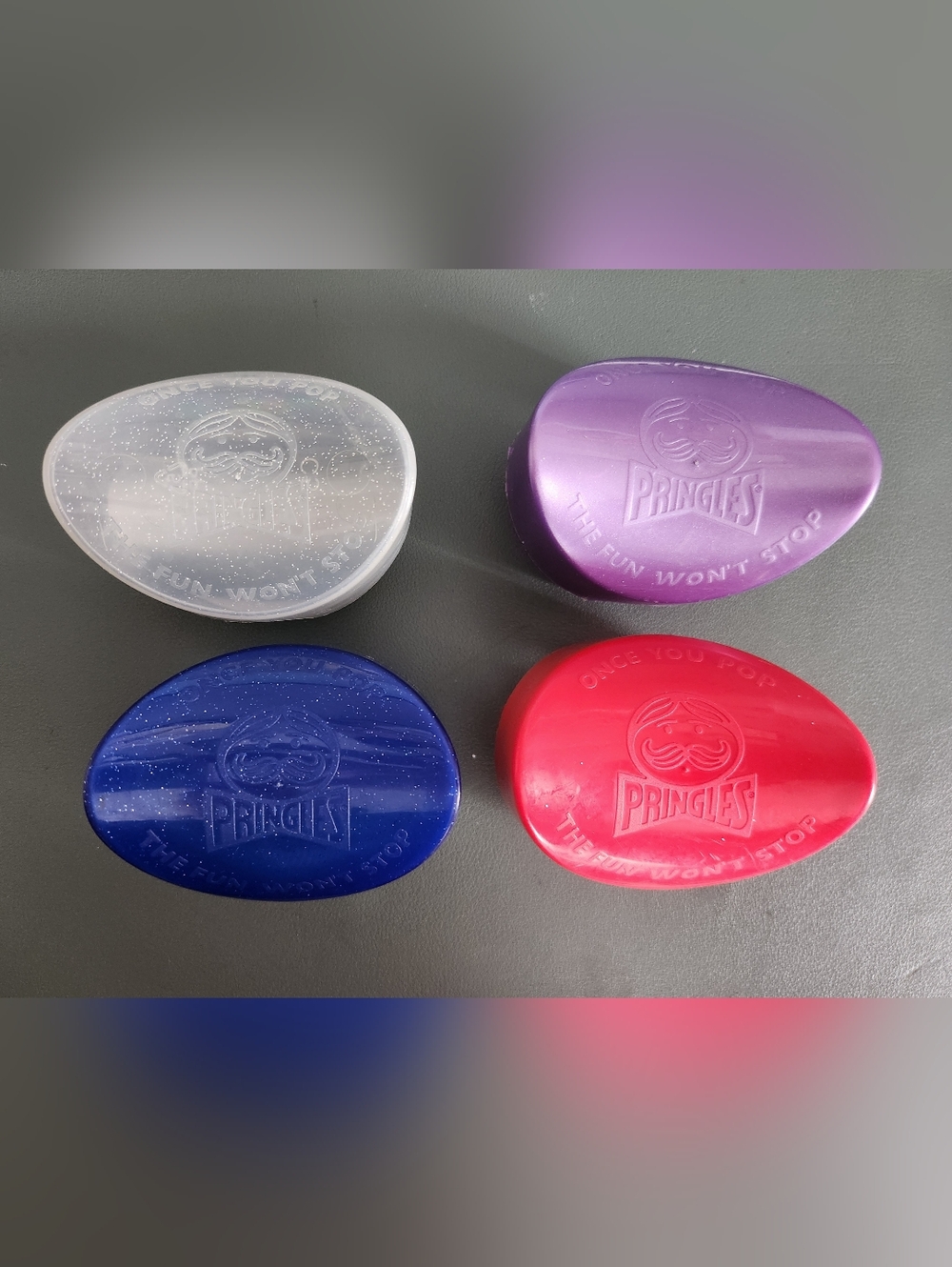Set Of 4 Vintage Plastic Pringles Containers